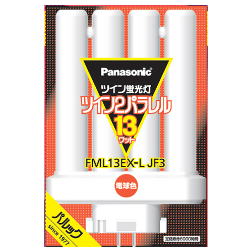 ﾂｲﾝ蛍光灯 ﾂｲﾝ2ﾊﾟﾗﾚﾙ(4本平面ﾌﾞﾘｯｼﾞ) 13形 電球色 1個画像