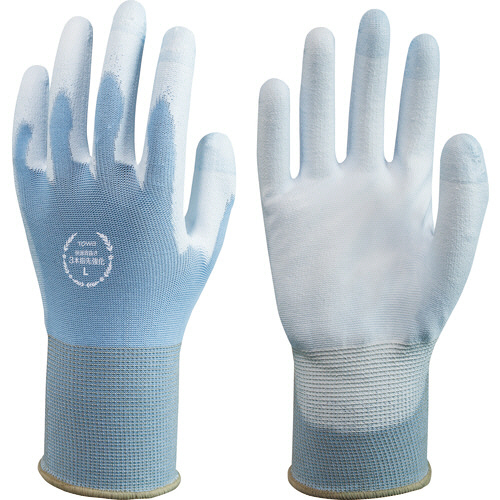 ﾄﾜﾛﾝ ｳﾚﾀﾝ背抜き手袋 快適背抜き3本指先強化 L ﾌﾞﾙｰ/ﾎﾜｲﾄ 1双画像