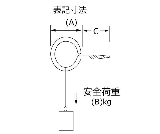 ステンレスヒートン　#4　14mm　5個入 光沢のあるステンレス製のヒートンが並んでいる様子