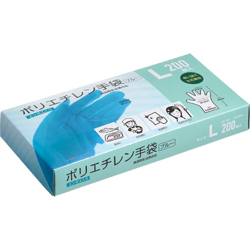 ﾎﾟﾘｴﾁﾚﾝ手袋 L ﾌﾞﾙｰ 1ﾊﾟｯｸ(200枚)画像