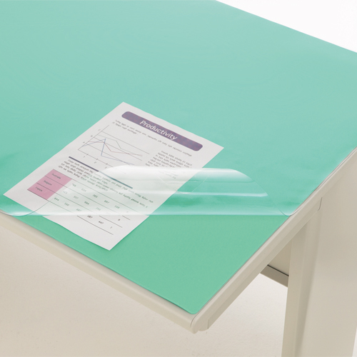 ﾃﾞｽｸﾏｯﾄ PVC製 光沢仕上 ﾀﾞﾌﾞﾙ(ｸﾞﾘｰﾝﾏｯﾄ付) 1095×695×0.8mm 1枚画像