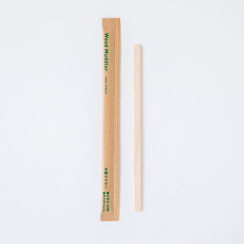 木製マドラー140 紙完封袋(茶色) アサヒグリーン [ケース販売]画像