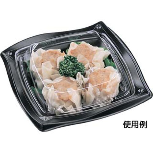 軽食容器 HSウェーブ-150 本体 エフピコ 透明な容器に盛り付けられた軽食が見える状態