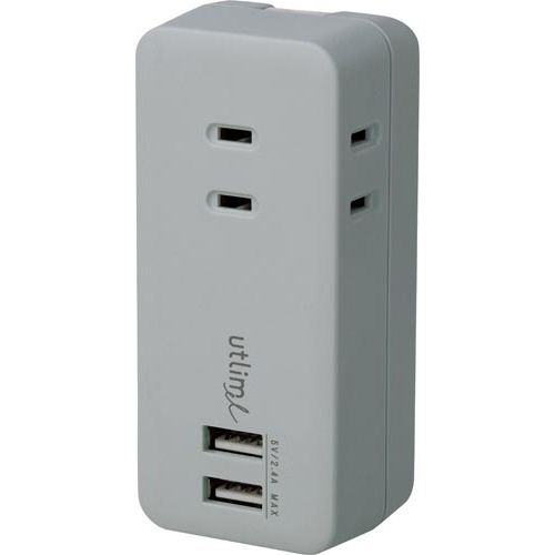 ３個口コンセント　直挿しタイプ　ＵＳＢポート付画像