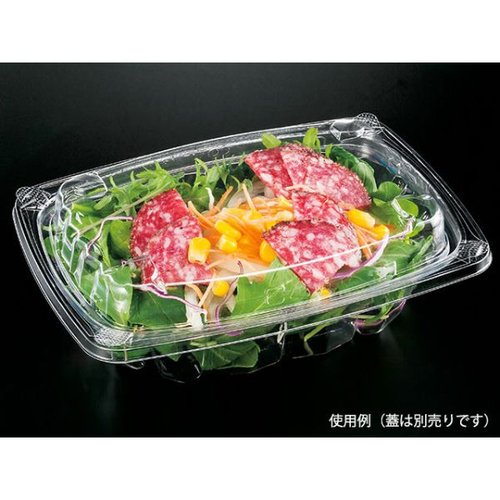 サラダ容器 COPピーク17-13本体 シーピー化成 透明なプラスチック容器が中身を見せている状態