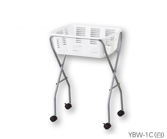 脱衣カゴワゴン・ラック1段式 ホワイト キャスター有り画像