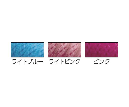 日本製すべり止め手袋 らくって ライトブルー グリップ部分が鮮やかなライトブルーの手袋が横向きで置かれている様子