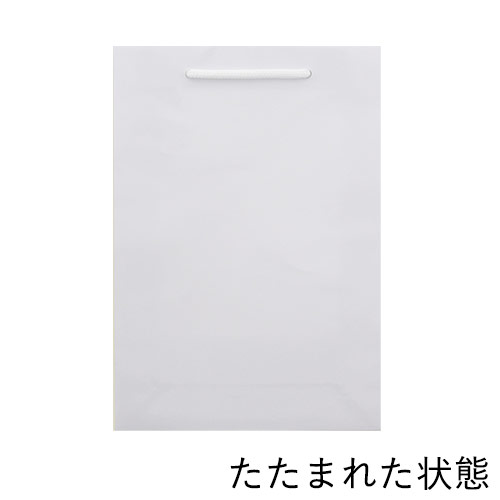 ツヤありPP加工！白色で持ち手紐付きの高級ギフトバッグ