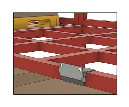 ネステナー用パレットストッパーNFP（2個入） 透明な素材で作られたパレットストッパーが2個並ぶ様子