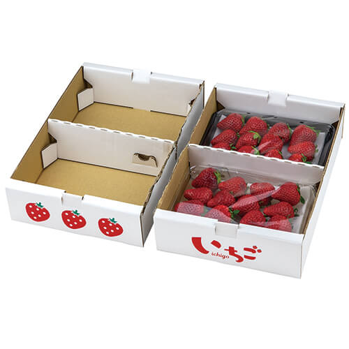 イラストいちご平詰め250g4Pセパレート | YP-L-2514 | 店舗用品