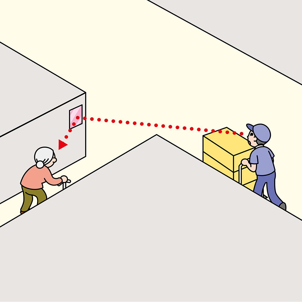 FFミラー通路　片側用(接着タイプ) 左側に取り付けられた、滑らかな表面のミラー