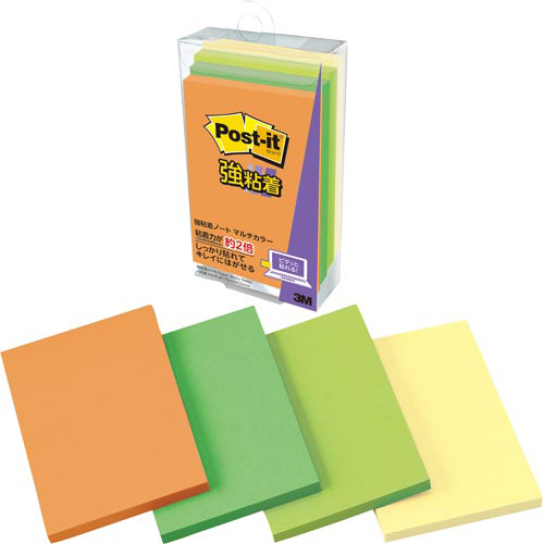 ポストイット強粘着マルチカラー６　７５×５０　４冊画像