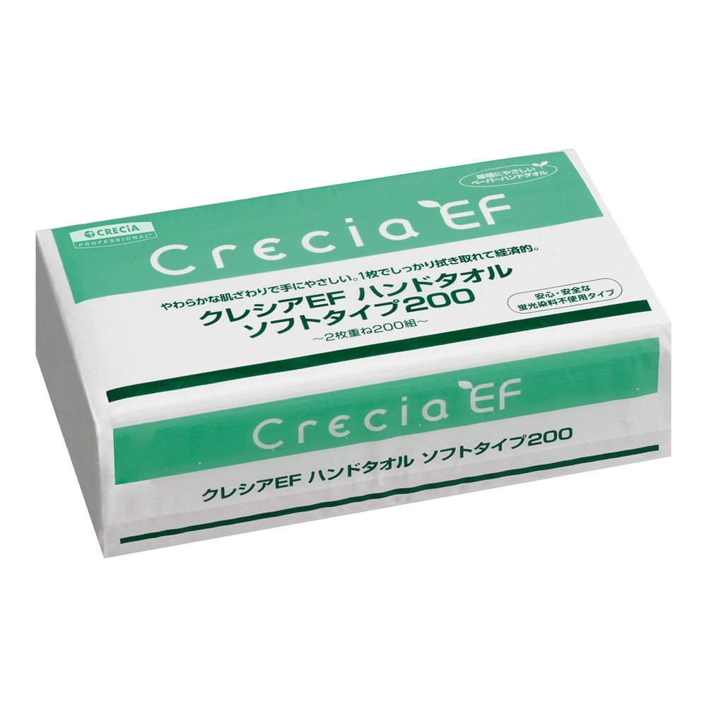 クレシアEFハンドタオルソフト 2枚重ね 218×230mm 200組入画像