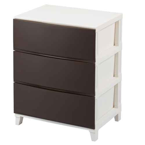 チェスト 3段 幅54×奥行42×高さ68cm ルームスシェード ブラウン画像