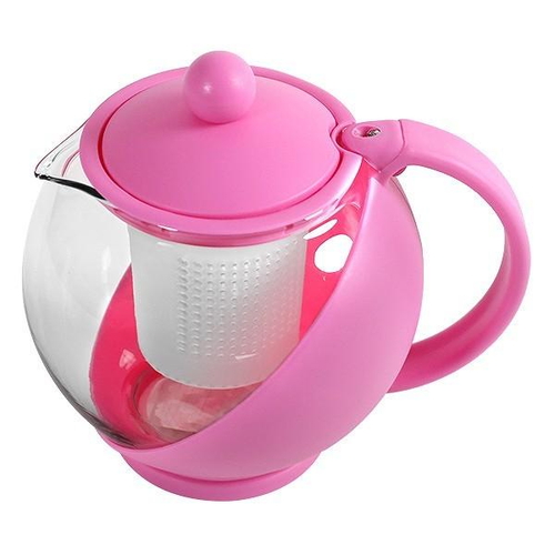 ティーポット 750ml COLORED 茶こし付き ガラス製 急須 ピンク画像