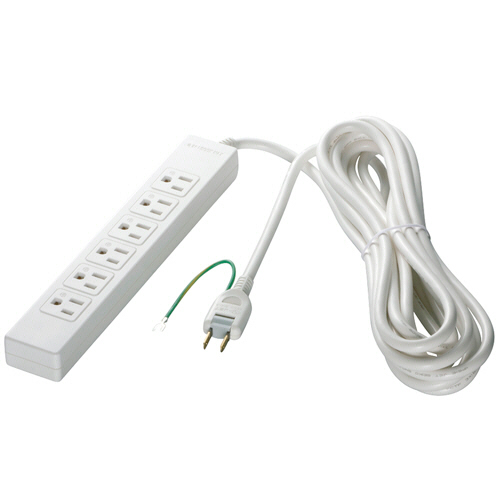 3ﾋﾟﾝ式電源ﾀｯﾌﾟ 6個口ﾀｲﾌﾟ ﾏｸﾞﾈｯﾄ付 ﾎﾜｲﾄ 2m 1個画像