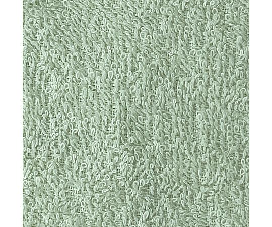 バスタオル スタイルカラー2 GREEN 60×120cm 1セット（10枚入） 鮮やかな緑色のバスタオルが束ねられて横に並んでいる様子