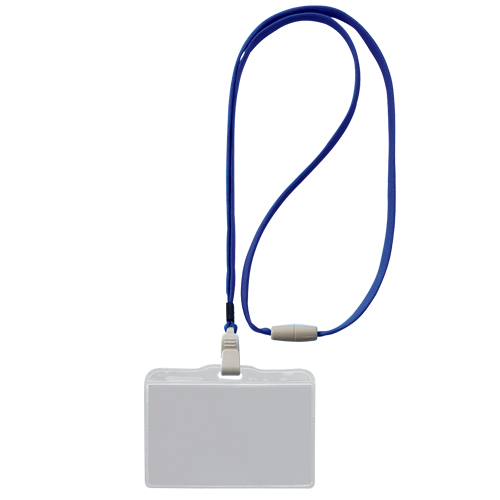 つりさげ名札 ﾖｺ型 ｿﾌﾄﾀｲﾌﾟ 平ひも ﾌﾞﾙｰ 1個画像