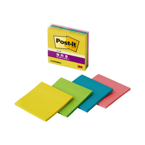 強粘着ノートマルチカラー８　７５×７５　４冊画像