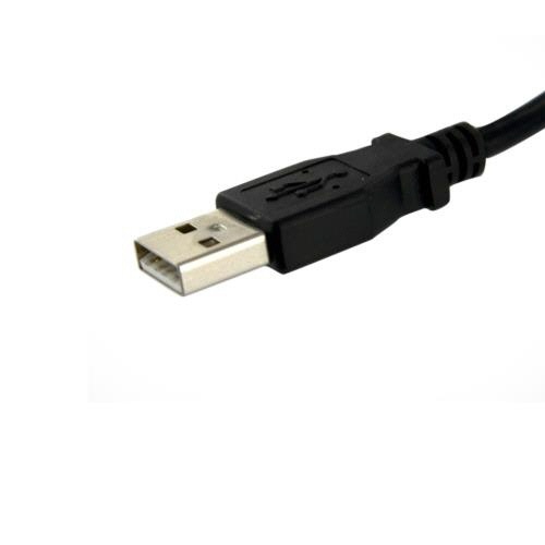 USB2.0パネルマウント型ケーブル　61cm　パネルマウント用USB　Aポート(メス)-(オス)　ブラック　1本 黒いパネルマウントアダプタのメス端子が正面を向いている状態