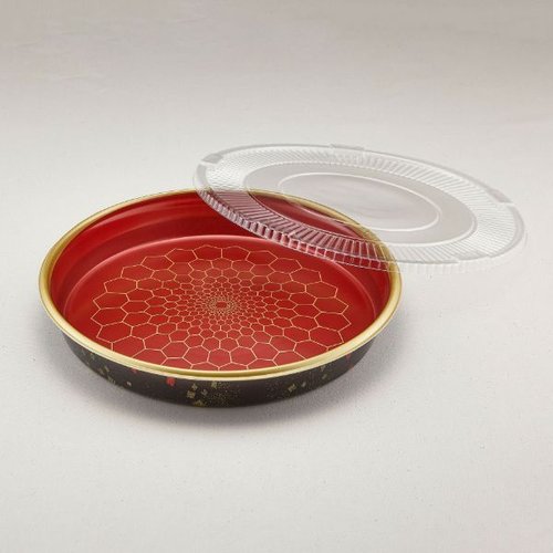 弁当容器 すし桶 4 亀甲赤透明セット 青葉紙業 [ケース販売]
