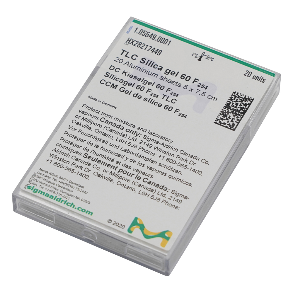 未修飾TLCプレート（蛍光指示薬F254） 50×75 アルミ 1箱（20枚入）