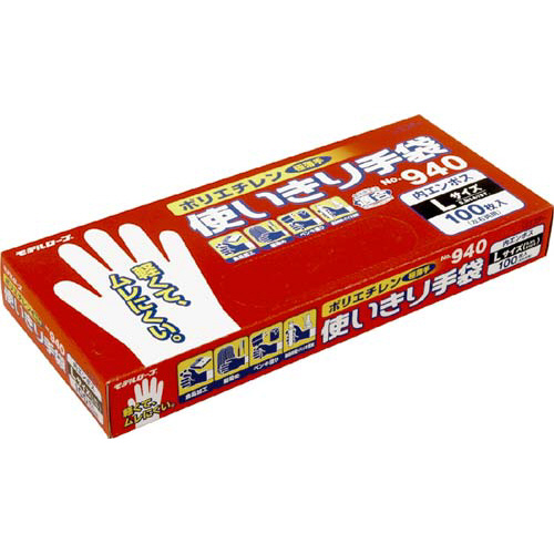 ポリエチレン手袋　Ｎｏ．９４０　Ｌ１００枚×５箱画像