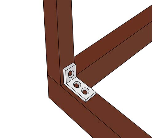 ユニクロ隅金特厚金折　20×40mm 金属製の折り曲げ部分が強調された上面からの視点