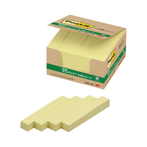 ポストイット　再生紙ふせん７５×１２．５　黄２４冊画像