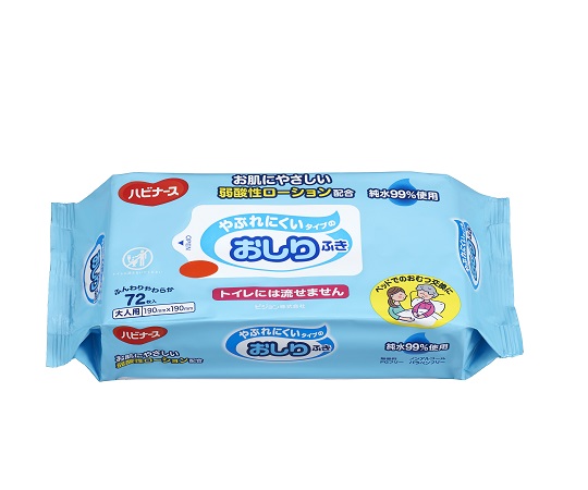 やぶれにくいタイプのおしりふき（ハビナース）1袋（72枚入）画像