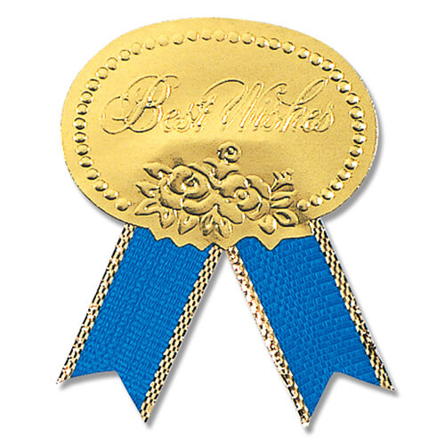 リボン付きシール Ｍ ベストウイッシュ 青 ５４片画像