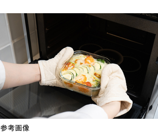 かちこれ 密閉蓋耐熱ガラス容器 510mL 透明な蓋付きの容器が横向きで、蓋がしっかりと閉まっている様子