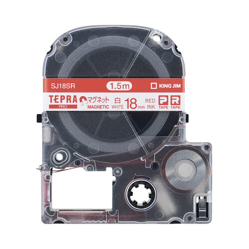 テプラ　ＰＲＯテープ　マグネット白色１８ｍｍ赤文字画像