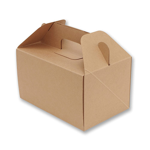 ネオクラフト キャリーＢＯＸ Ｍ 横向きに置かれたクラフト調の持ち手付きボックスが一つ、フタが閉じられた様子
