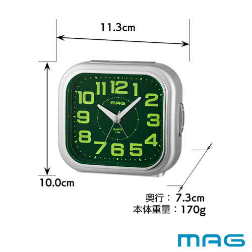 電子音目覚まし時計　しののめ シンプルなデザインのデジタル目覚まし時計が正面から見える状態