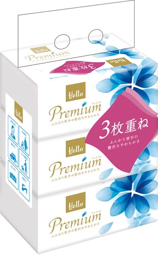 ハロープレミアムソフトパックティシュ×３画像