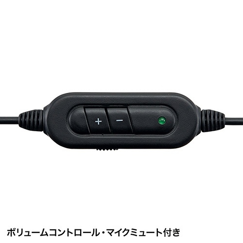 USBヘッドセット　ブラック　ネックバンドタイプ　1個 ネックバンドに掛けられたヘッドセットが横向きで展示されている様子