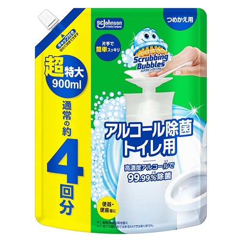スクラビングバブル アルコール除菌 トイレ用 つめかえ用 超特大 900mL 1個画像