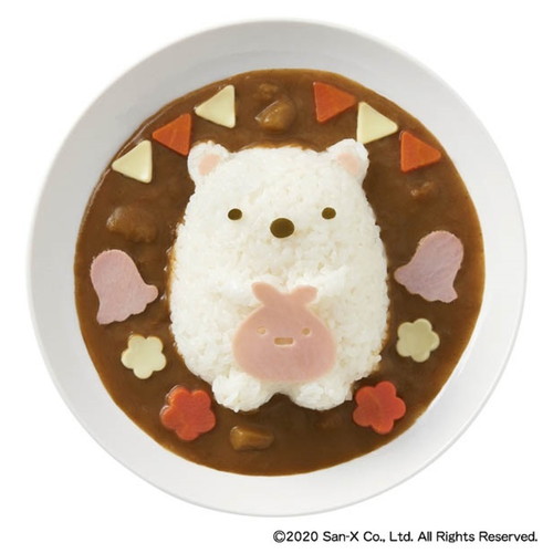 ごはん型　すみっコぐらし かわいいキャラクターが描かれたご飯型の側面が見える状態