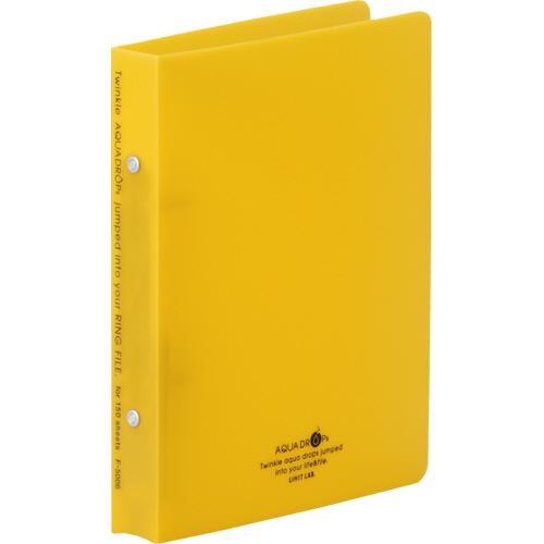 AQUADROPsﾘﾝｸﾞﾌｧｲﾙA5ﾀﾃ2穴 150枚 ﾘﾝｸﾞ内径22mm背幅32mm黄 1冊画像
