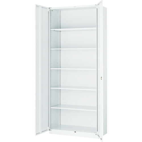 U型壁面書庫 両開き H2160 ｱｼﾞｬｽﾀｰ付 ﾀﾞｲﾔﾙ錠 ﾎﾜｲﾄ 1台画像