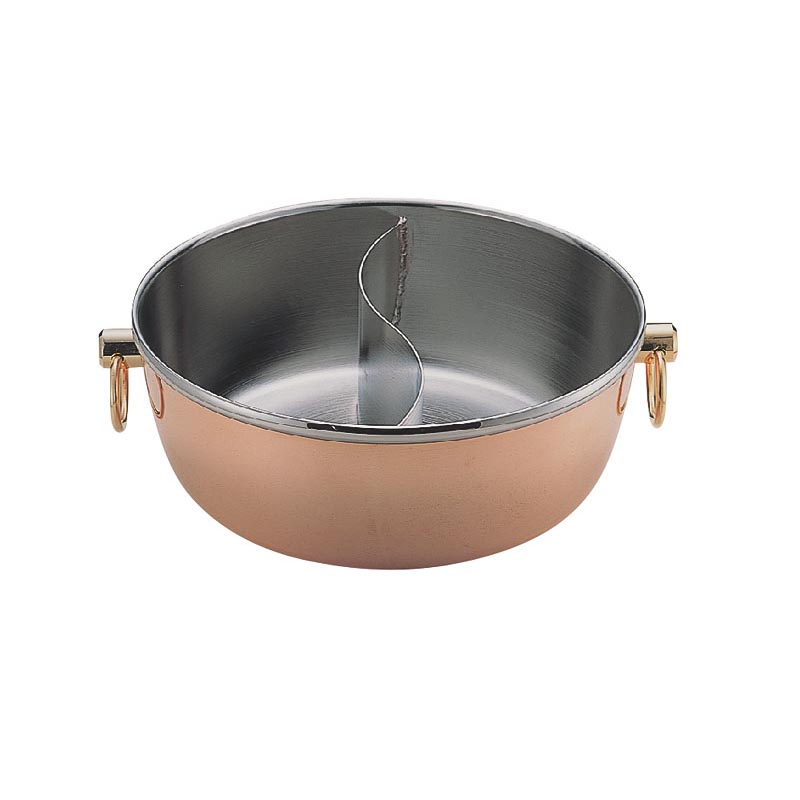 テーブル用品 ロイヤル 銅メッキしゃぶ鍋CQCW300SC 蓋ナシ 仕切付 5.6L画像