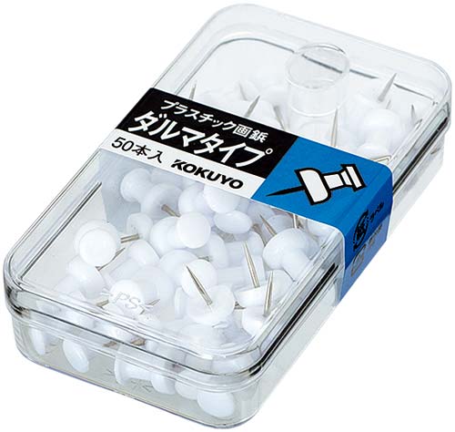 プラスチック画鋲　ダルマタイプ　５０本入　白画像