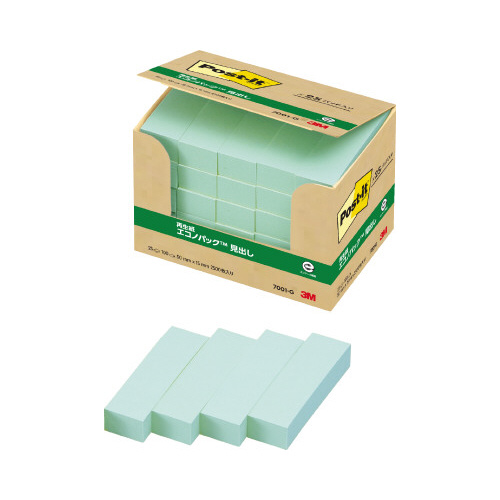 ポストイット　再生紙見出し　５０×１５　緑２５冊画像