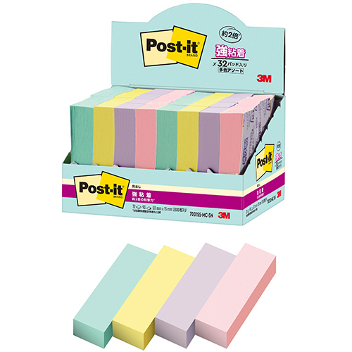 ﾎﾟｽﾄ･ｲｯﾄ 強粘着見出し ﾏﾙﾁｶﾗｰ5 50×15mm 4色 1ﾊﾟｯｸ(32冊)画像