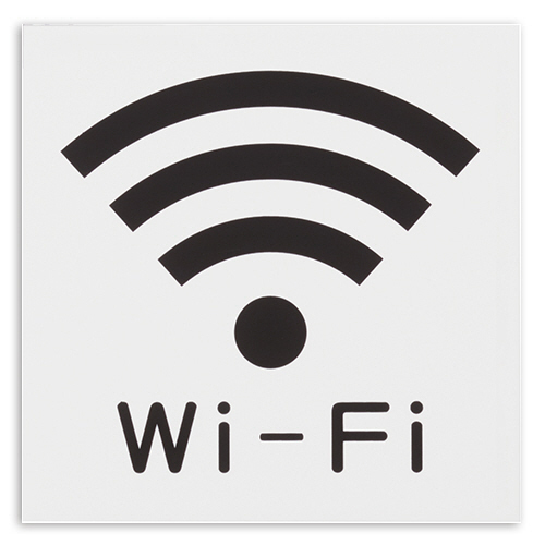 ｱｸﾘﾙﾏｯﾄ板ｻｲﾝ Wi-Fiﾏｰｸ ﾃｰﾌﾟ付 ﾀﾃ100×ﾖｺ100×厚み2mm 白 1枚画像