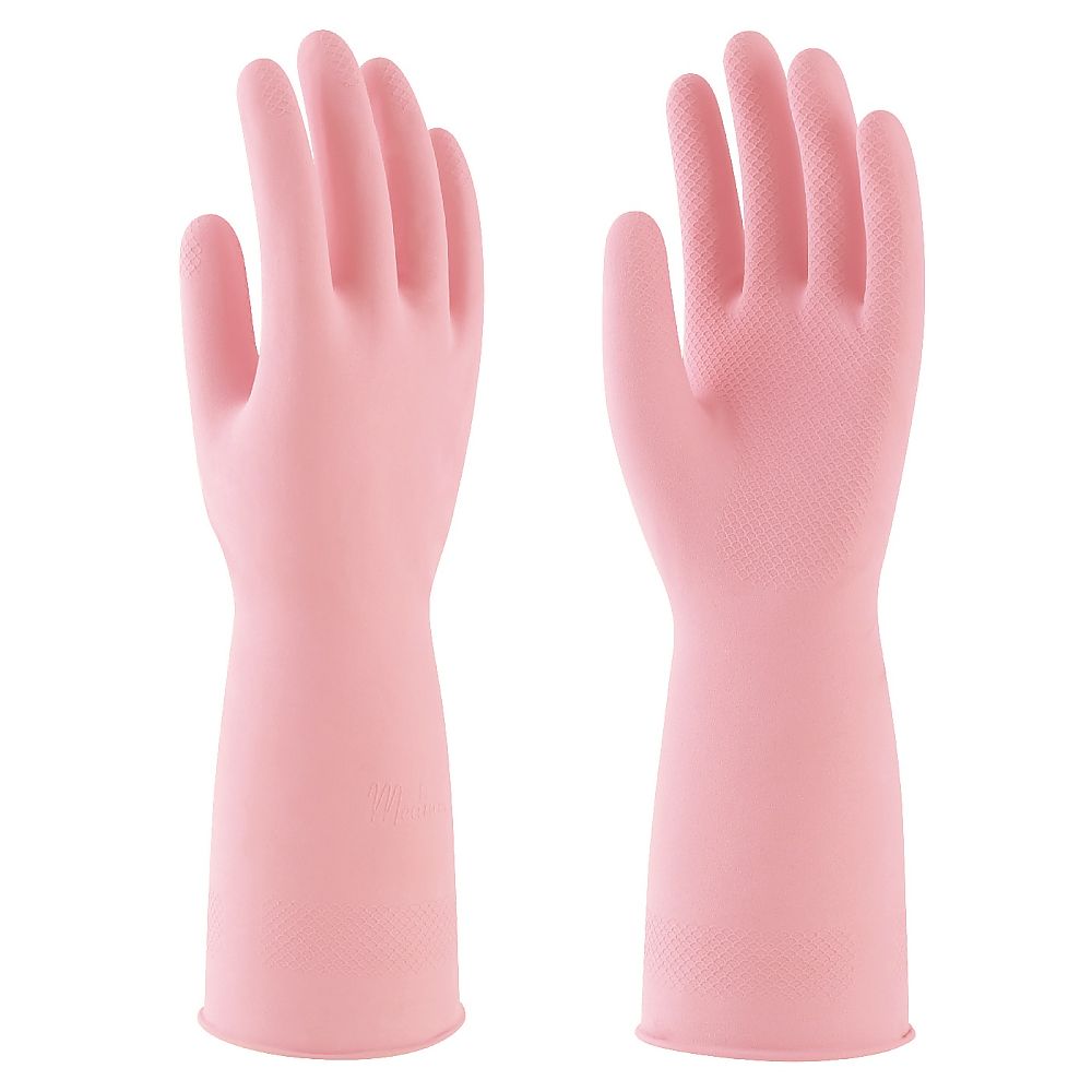 天然ゴム手袋中あつ手（ピンク）S