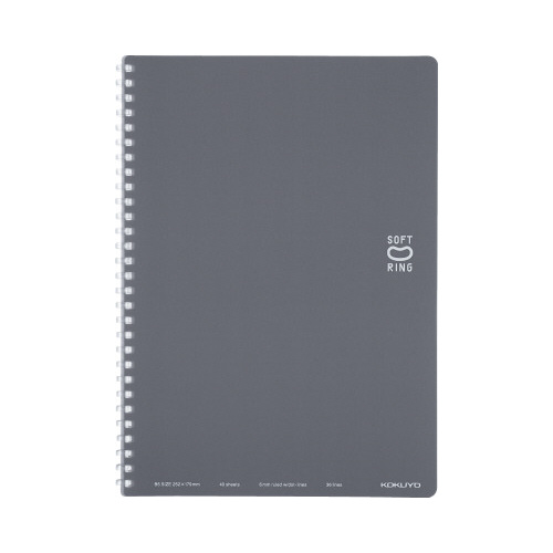 ソフトリングノート（ドット入り罫線）セミＢ５　濃灰画像