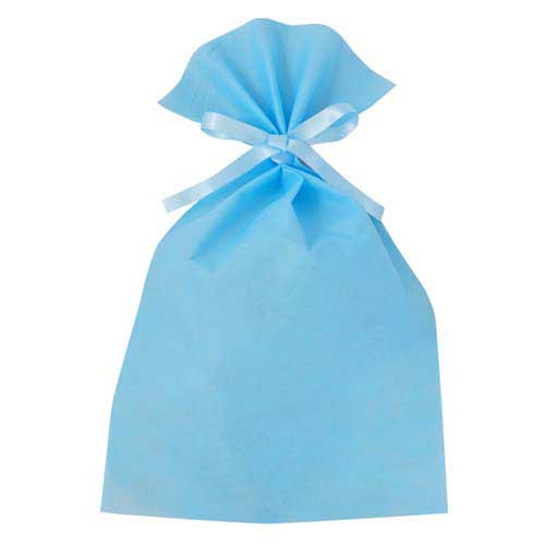 ソフトバッグベーシック2穴リボン巾着 S6 薄 パステルブルー画像