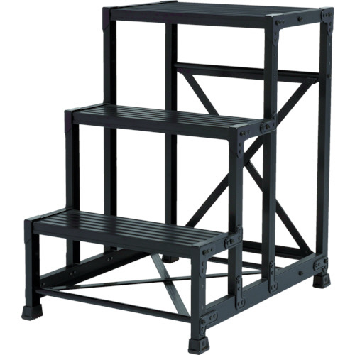 作業用踏台 ｱﾙﾐ製･高強度ﾀｲﾌﾟ 2段 ﾌﾞﾗｯｸ 1台画像